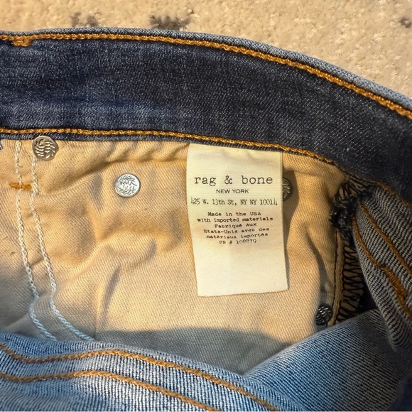 Rag & Bone High Rise Ankle Skinny Jeans | Raw Hem | Medium Wash | Size 26 - Picture 9 of 10